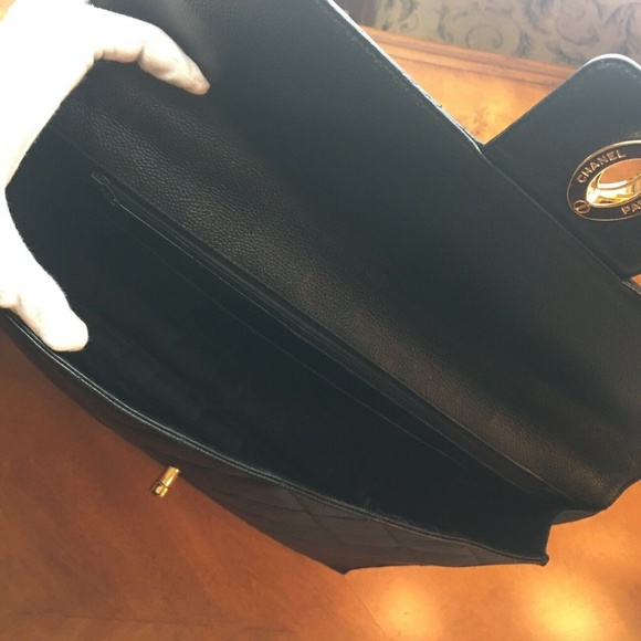 Vintage Chanel Black Caviar Briefcase Gold HW - Picture 6 of 8